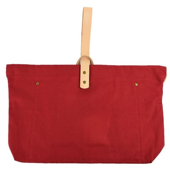 Paisley & Gold Red Canvas Hamilton Project Knitting Bag Leather Strap - Picture 2 of 4